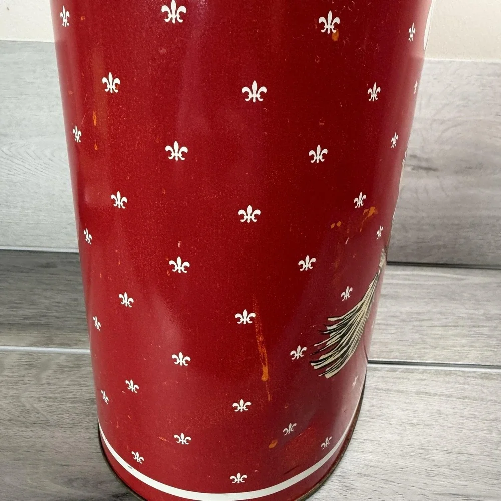 Vintage Campbell Soup Company Campbell Kids Wastebasket Red Metal USA Kitchen